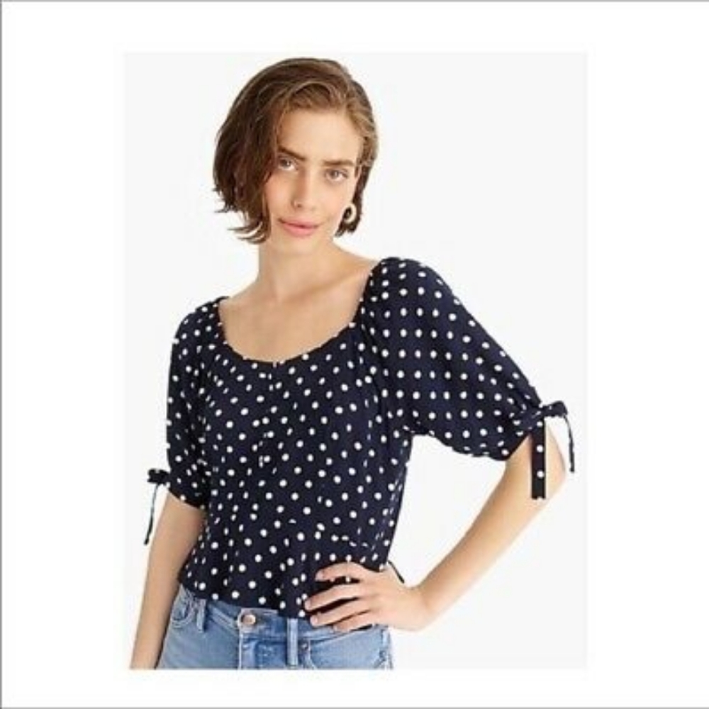 J. Crew cropped polka dot top in soft rayon size M